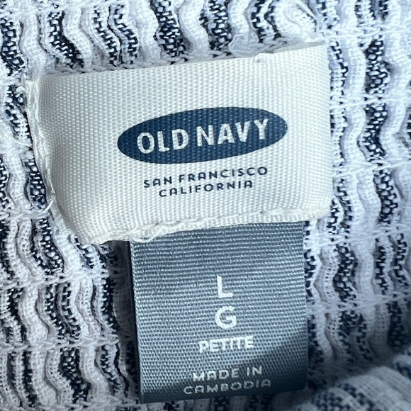 Old Navy White Blue Striped Cotton Euro Summer Garden Girl Dress Large Petite - Picture 7 of 11